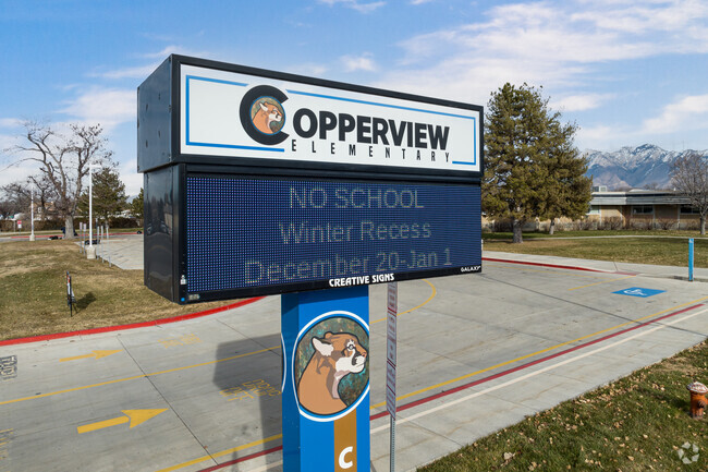 An electronic sign at Copperview Elementary school keeps families up to date.