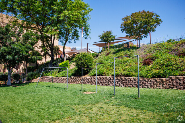 Chin-up bars and grassy area at Cornerstone Christian in Wildomar.