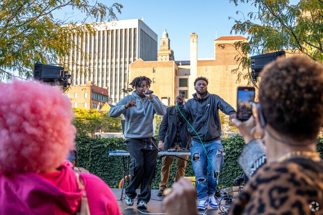 The Art Block Party in Newark, NJ, features live performances by local artists, creating a vibrant atmosphere.