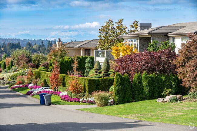 Colorful and mature landscaping is everywhere in the Clyde Hill neighborhood.