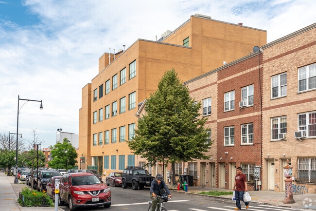 View of the All City Leadership Secondary School from Irving Ave.