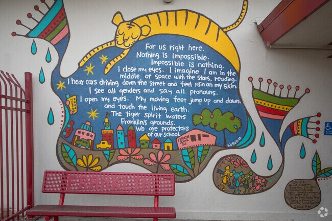 Franklin Elementary School in Oakland has some amazing artwork painted on their walls.