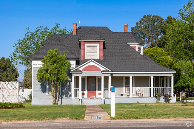 A quant and iconic two-story home with a wrap around porch found in Fort Stockton.