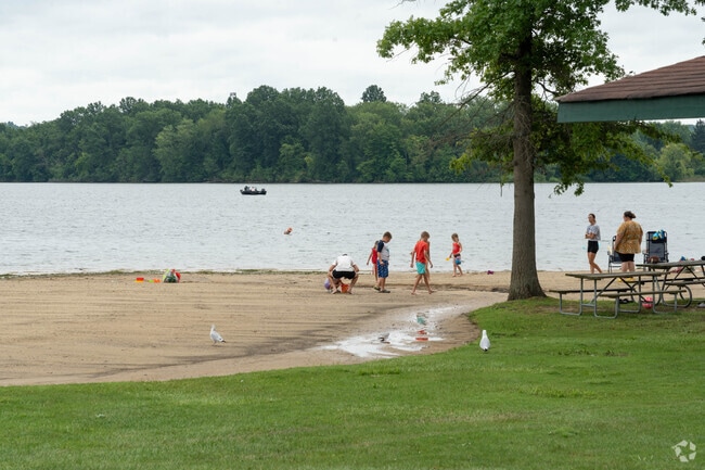Mosquito Lake State Park features a beach for swimming.
