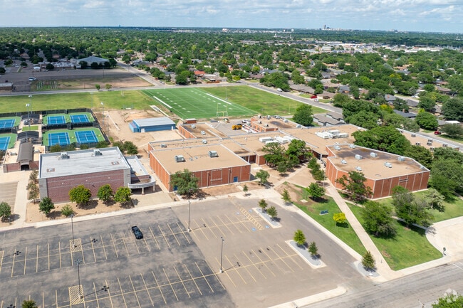 Bonham Middle School sits in a dense residential area providing easy access for parents.