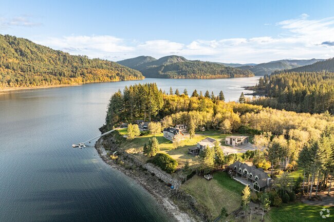 Tale neighborhood offers a variety of lakefront homes.