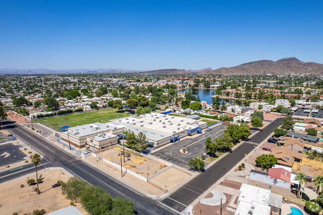 Aerial view captures the essence of Lakeview Elementary School, fostering learning in Phoenix.