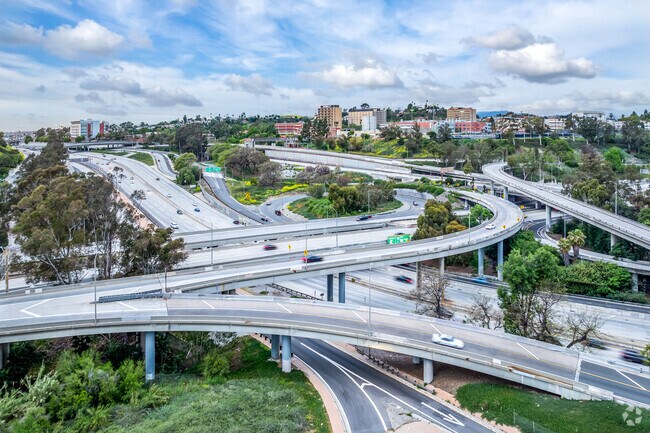 The Interstate 10 and 710 interchange serves as a major transportation hub, facilitating the flow of traffic between key cities and regions in Southern California.