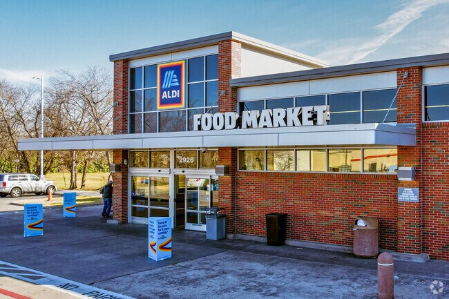 ALDI provides local residents easy access to discount groceries and produce.