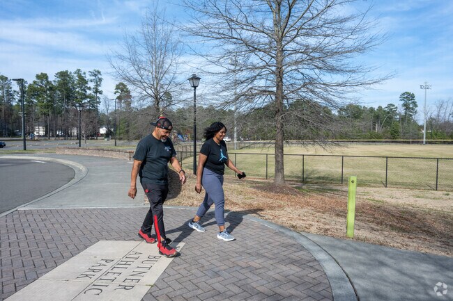 Butner Athletic Park is a popular place for couples in the city of Butner to walk and exercise.