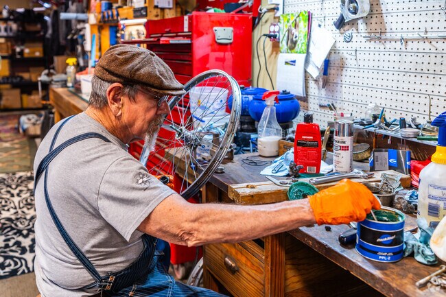 You'll likely find Vic of Vic's Classic Bikes in Audubon servicing a bike when you pop in.