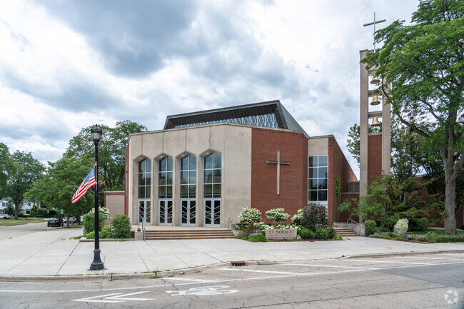 St. Norbert School sits adjacent to the church.