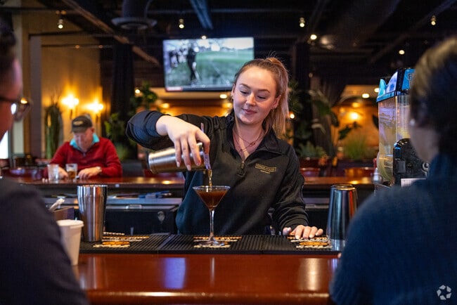 A coffee martini is lovingly poured at the local Mountainside favorite, Stage House Tavern.