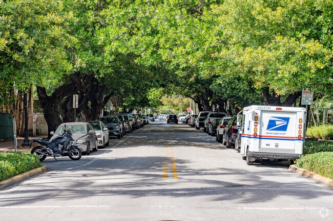Many of the residential streets in South Pointe are covered with trees.