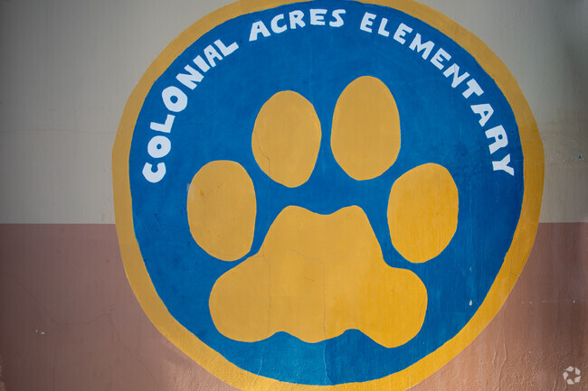 Colonial Acres Elementary School in Hayward has a cool painted paw on the side of the school.
