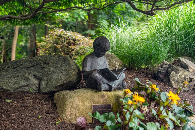 Enjoy the scenic landscaping at the library in Upper Saddle River.