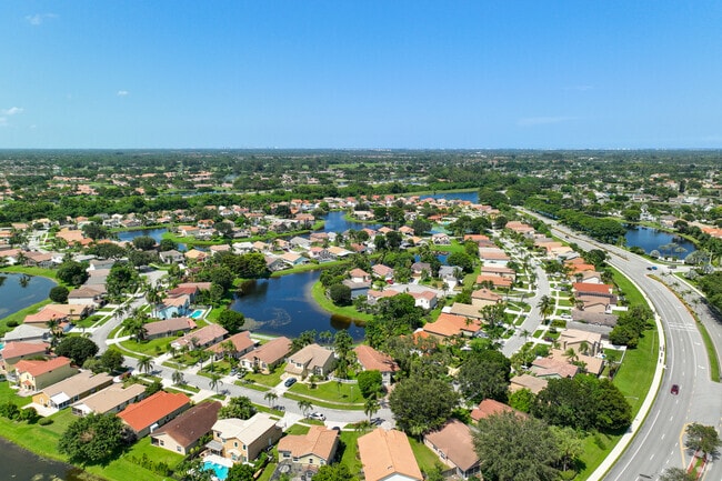 Aerial views of the beautifully organized homes and clean streets of Northtree neighborhood.