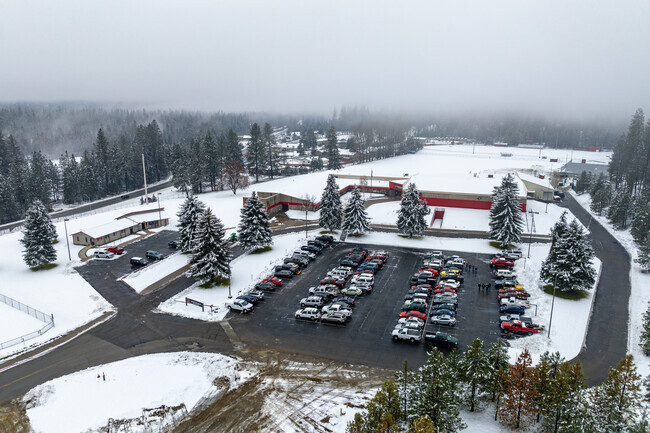 Newport High School offers a modest concrete building.