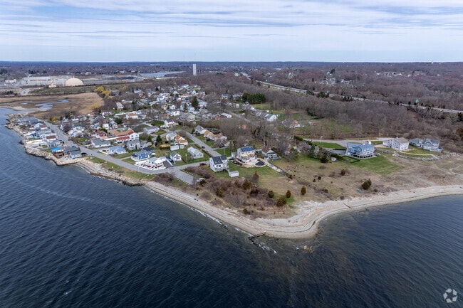 Brayton Point offers beaches and waterfront homes with scenic views of Mount Hope Bay.
