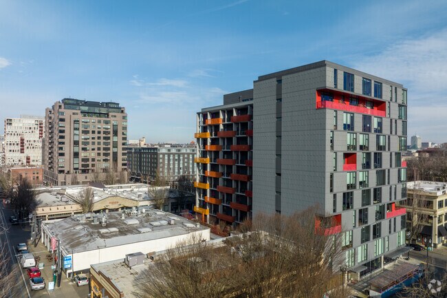 Modern apartments and condominiums are recently build in Pearl District, Portland, Oregon.