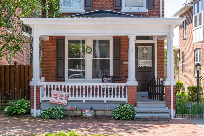 Front porches right on the sidewalk invite socializing with neighbors in Manatawny-Farmington.
