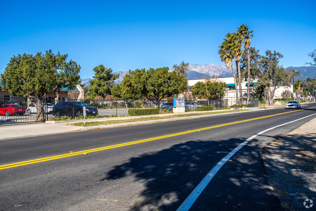 A view of the Montessori Child Development Center buildings from the street.
