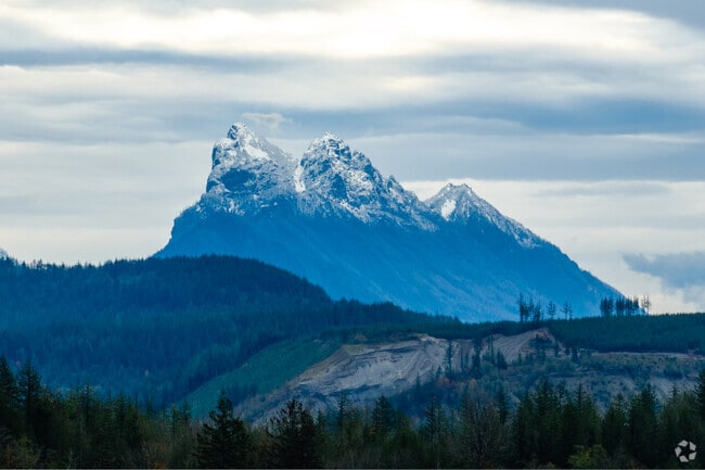 The Cascade Mountains sit in the background of the Creekside neighborhood in Gold Bar.
