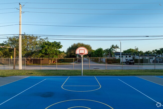 The Everglades K8 Center basketball hoop.