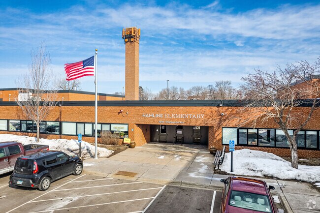 The Hamline Elementary School entrance welcomes its students.