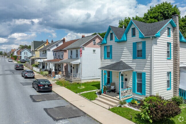 Colorful homes add character and charm to the neighborhood of Bressler.