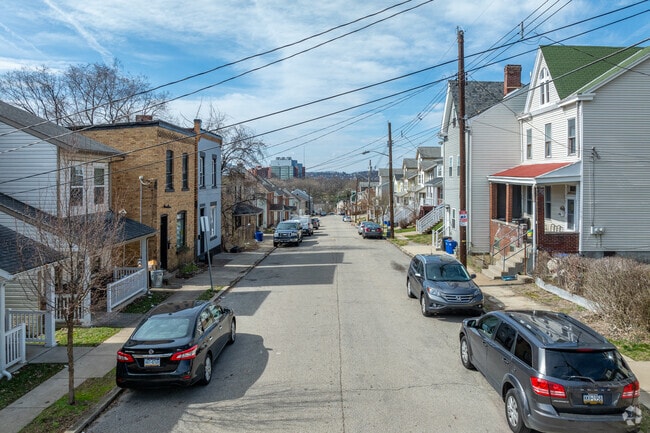 The streets of Garfield are gridded across steep slopes.