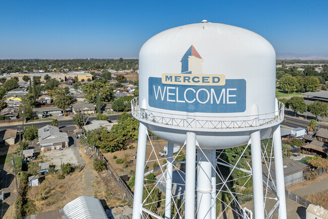 There is a large water tower that welcomes visitors to Southeast Merced.