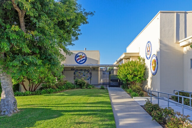 Entrance gate at Naples Bayside Academy in Naples, Long Beach.