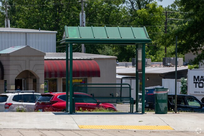 Bus stops can be seen along Camp Robinson Road in Levy.