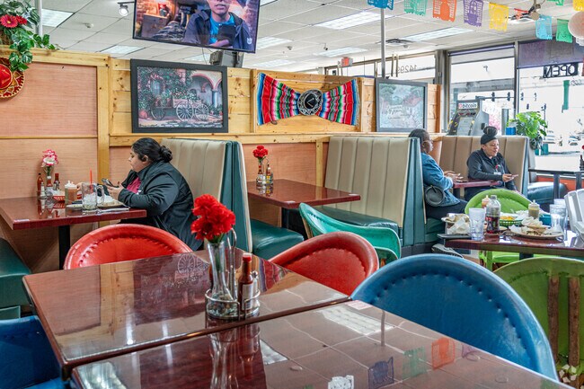 El Mezcal Mexican Restaurant includes colorful décor and a comprehensive taqueria menu.