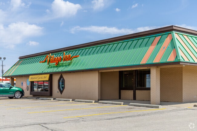 Grab some breakfast at Village Inn near Trolley Park.