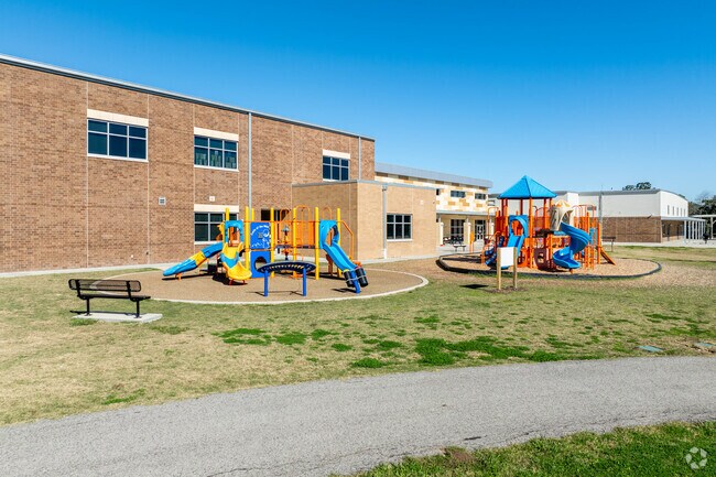 O.M. Roberts Elementary offers three sets of playground equipment.