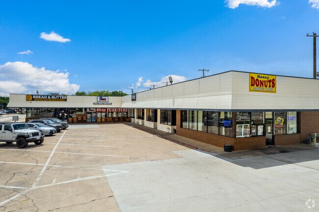 Retail and dining options cluster near Stone Gate Plaza in Crowley.