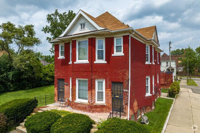 Multifamily two-story brick Foursquare homes are also available in Chadsey Condon.