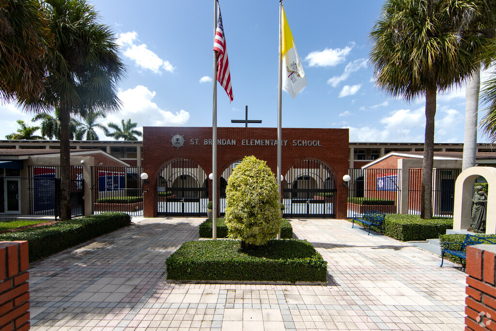 Main entrance to St Brendan Elementary School in Westchester, Miami FL