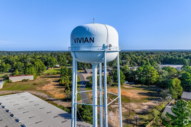 Vivian water tower rises above the area.