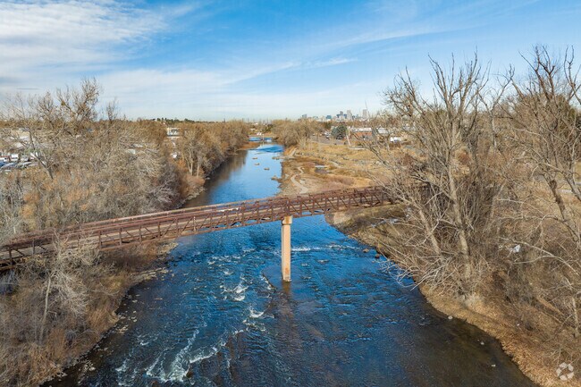 The South Platte River near Cushing Park offers a scenic trail and excellent spots for fishing.