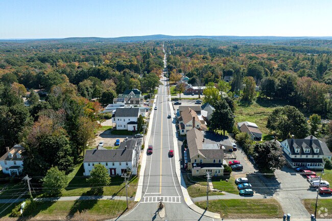A straight shot down Route 56 that leads into/away from Rutland.w