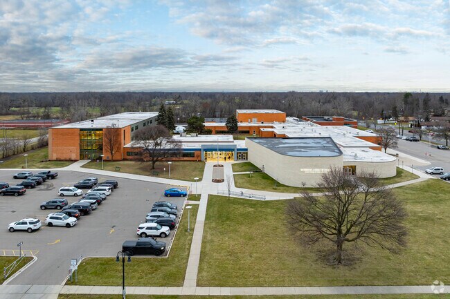 Aerial view of Riverside Middle School in Dearborn Heights.