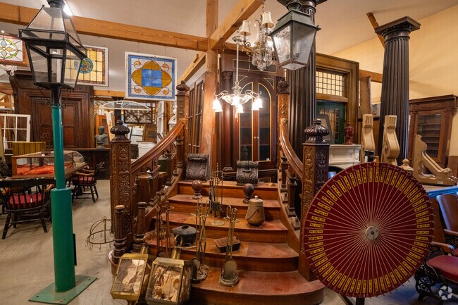 Nor’East Architectural Antiques offers salvaged doors, lights, and art.