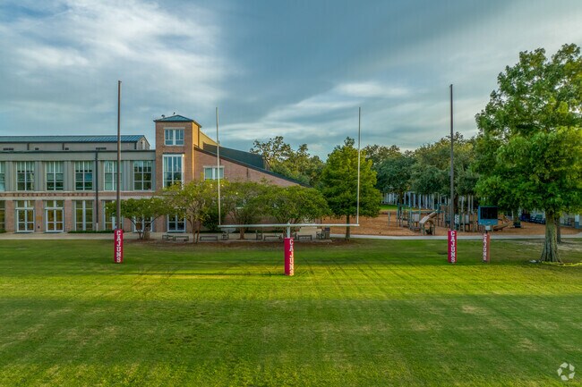 The football field on the Metairie Park Country Day School campus in Old Metairie.