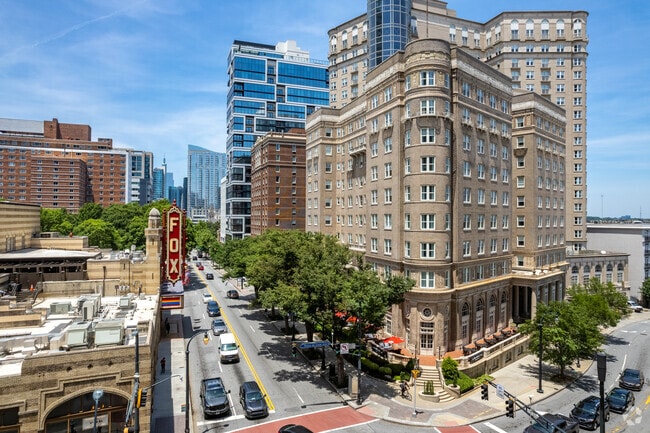 The landmarks of the Fox Theater and Georgian Terrace hotel are in central Midtown.