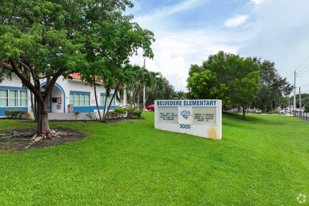 Belveder Elementary School front yard with signage.