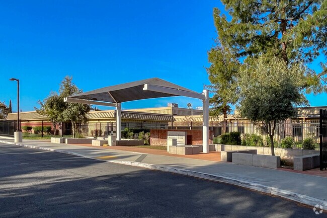 Caroline Davis Intermediate School's front entrance ushers students into the school.