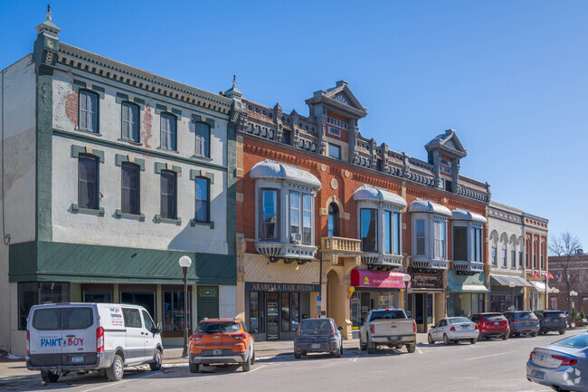 Downtown New Ulm has many historic buildings on Minnesota Street.